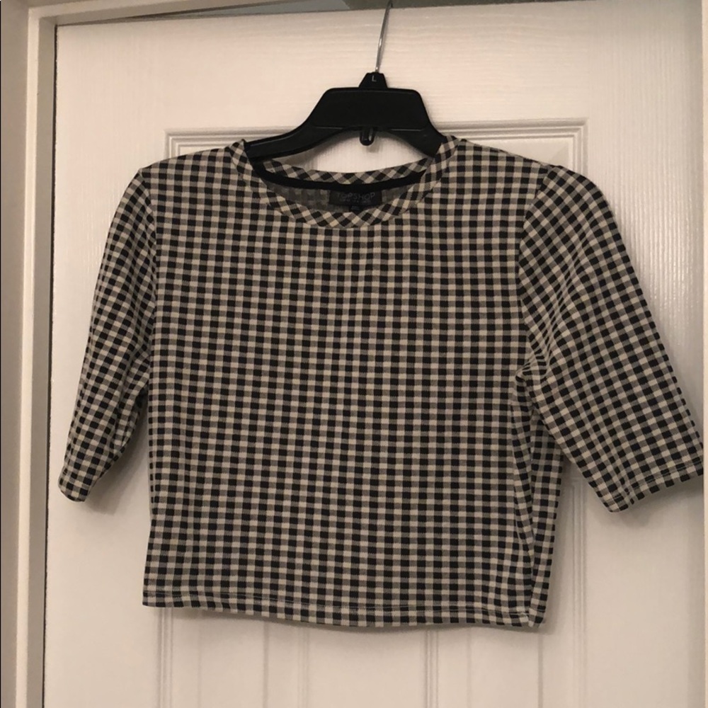 Black gingham crop top